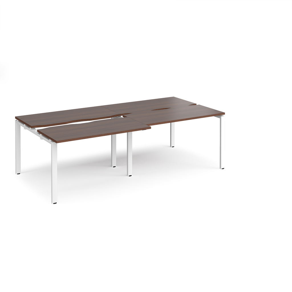 Picture of Adapt sliding top double back to back desks 2400mm x 1200mm - white frame, walnut top