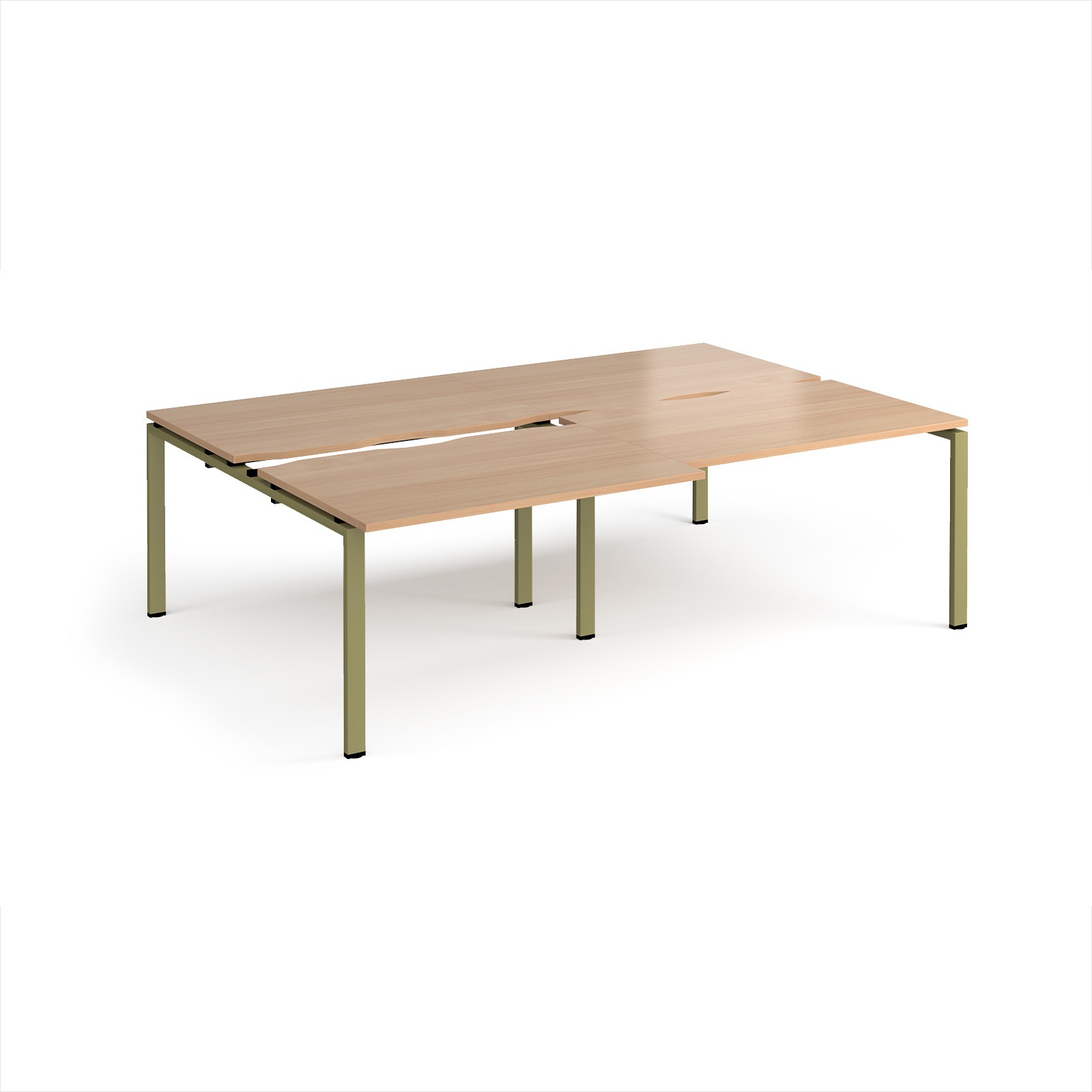 Picture of Adapt sliding top double back to back desks 2400mm x 1600mm - green frame, Beech top