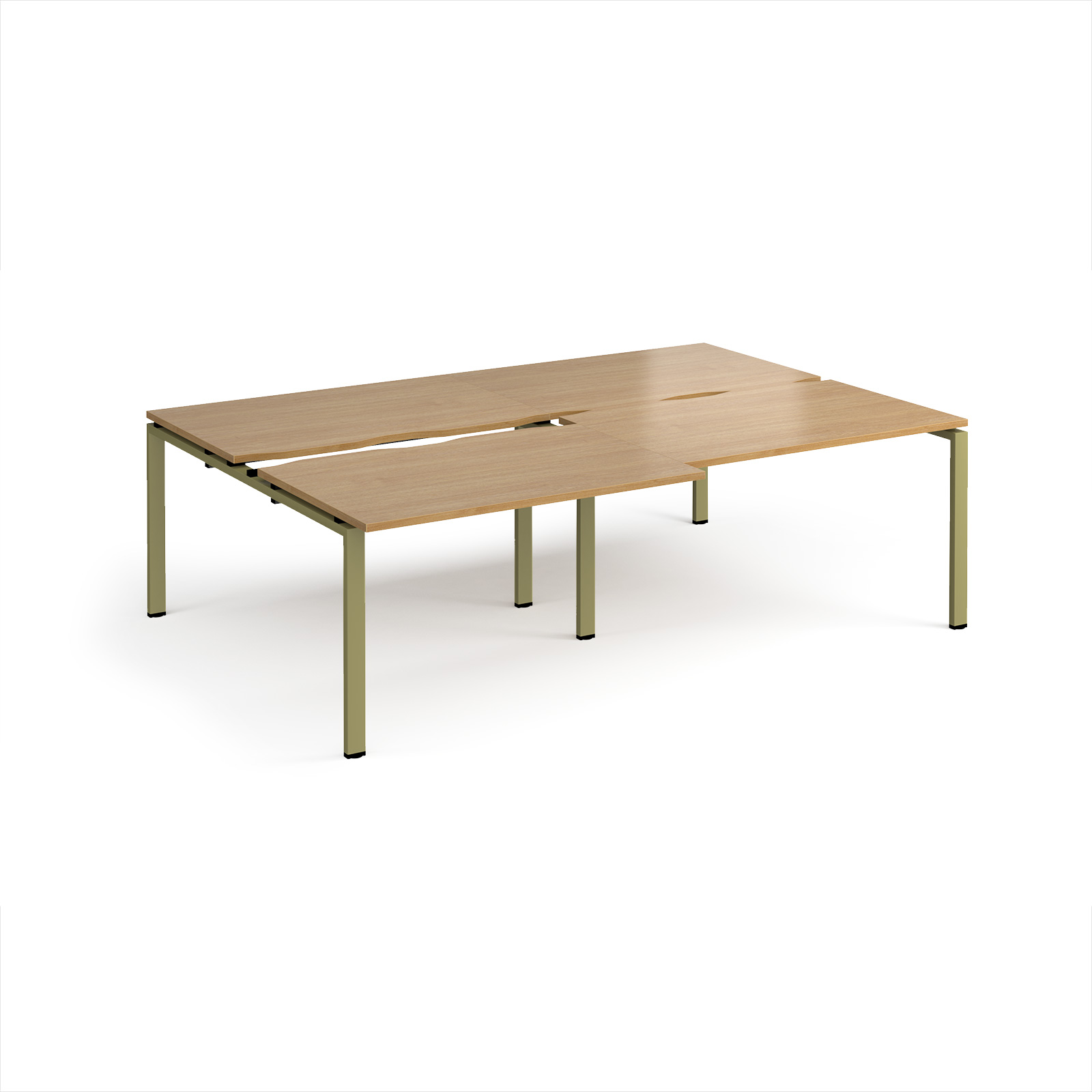 Picture of Adapt sliding top double back to back desks 2400mm x 1600mm - green frame, Oak Top
