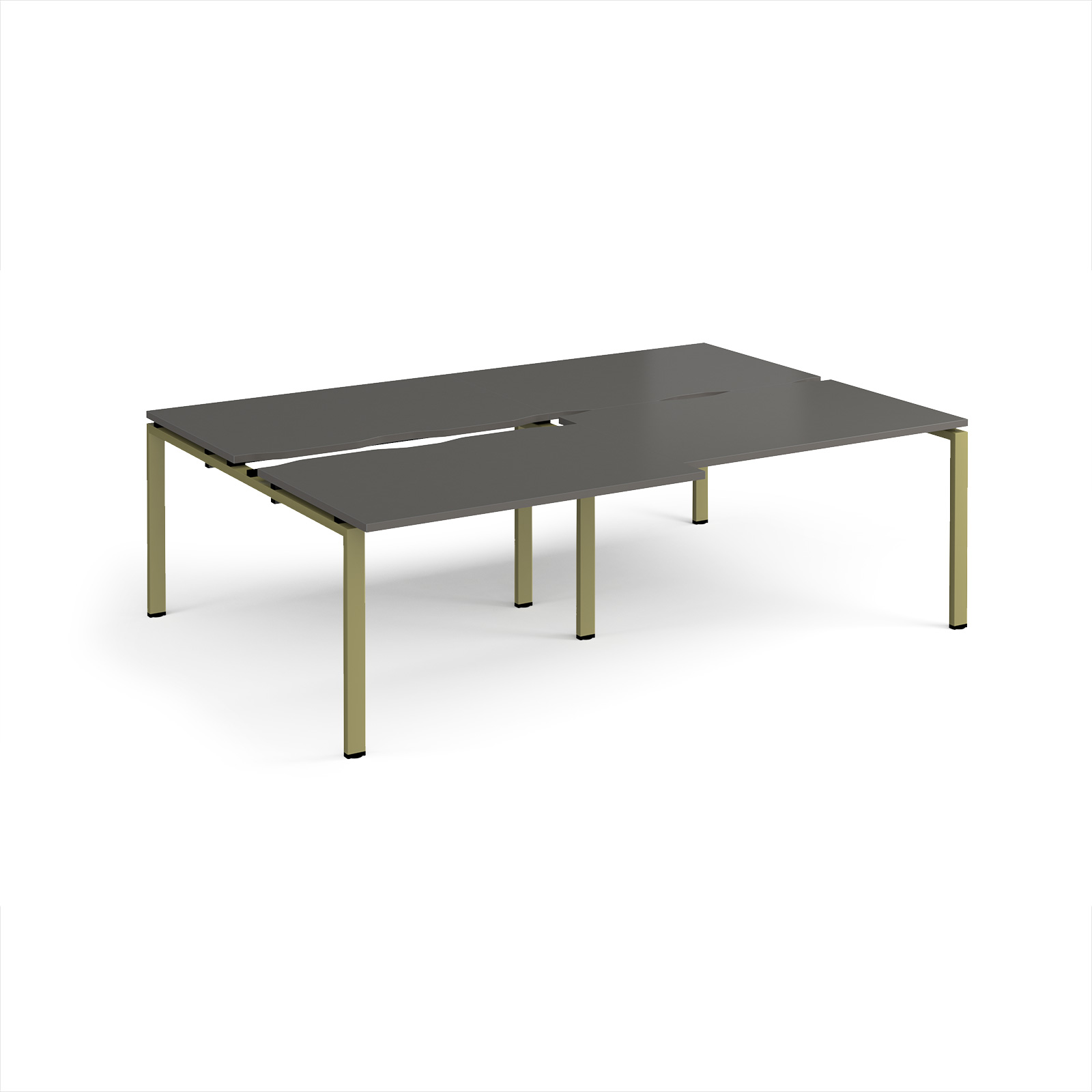 Picture of Adapt sliding top double back to back desks 2400mm x 1600mm - green frame, storm grey top