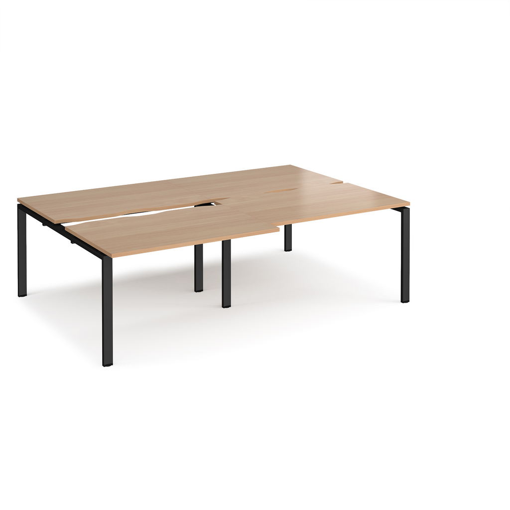 Picture of Adapt sliding top double back to back desks 2400mm x 1600mm - black frame, beech top