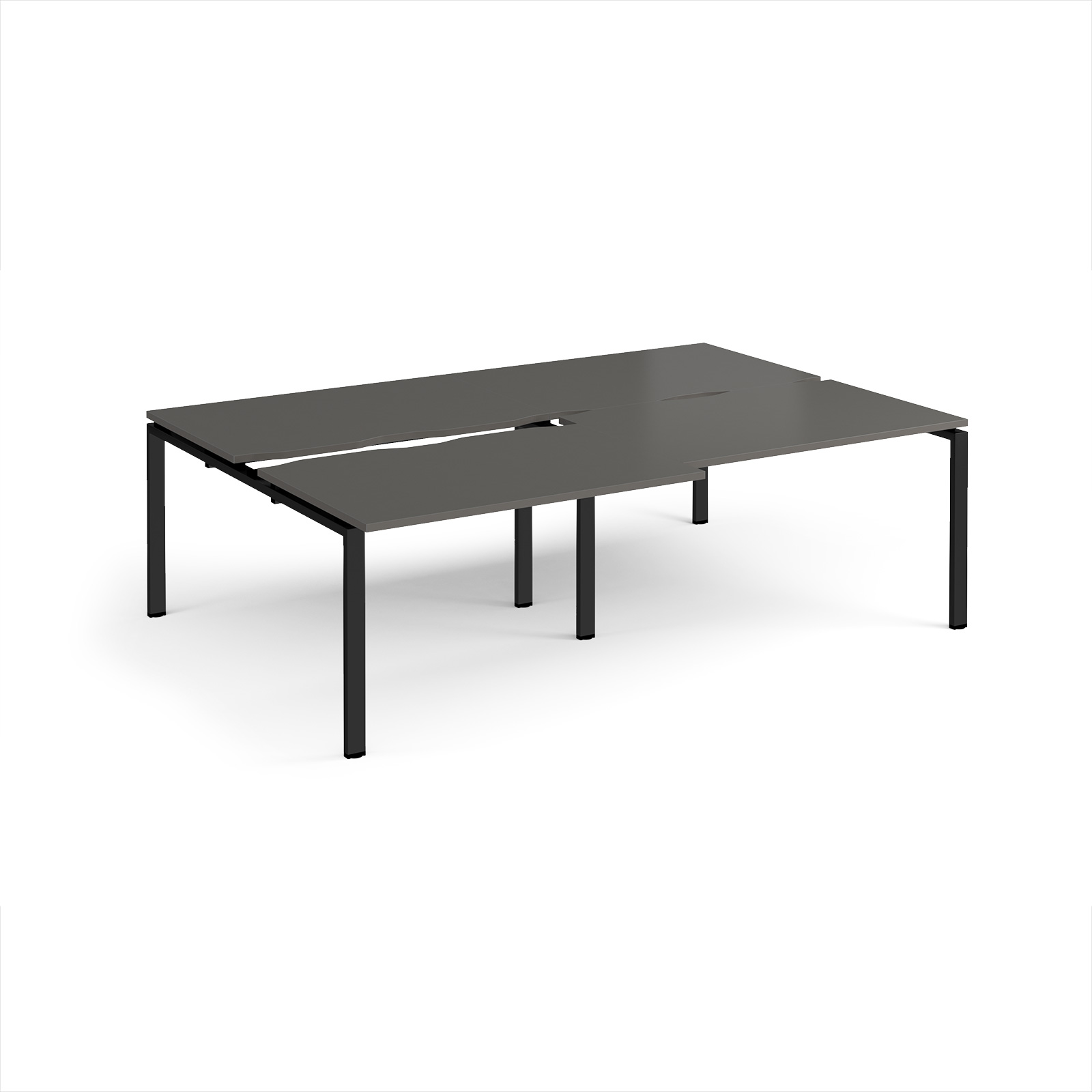 Picture of Adapt sliding top double back to back desks 2400mm x 1600mm - black frame, storm grey top