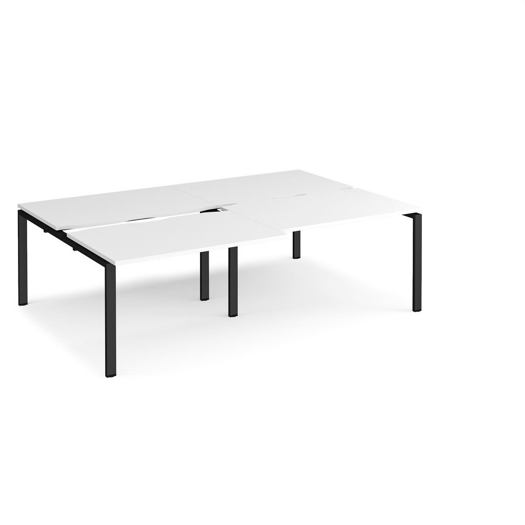 Picture of Adapt sliding top double back to back desks 2400mm x 1600mm - black frame, white top