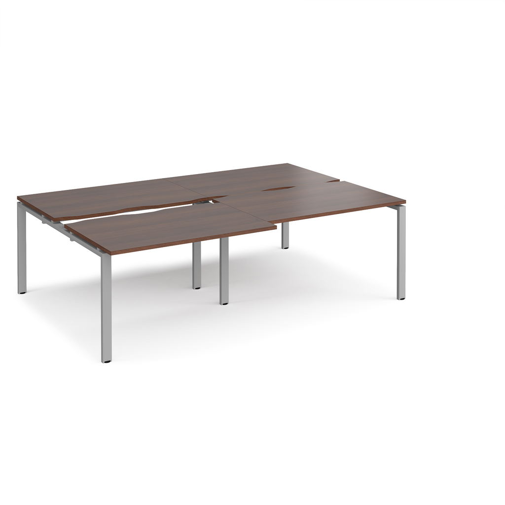 Picture of Adapt sliding top double back to back desks 2400mm x 1600mm - silver frame, walnut top