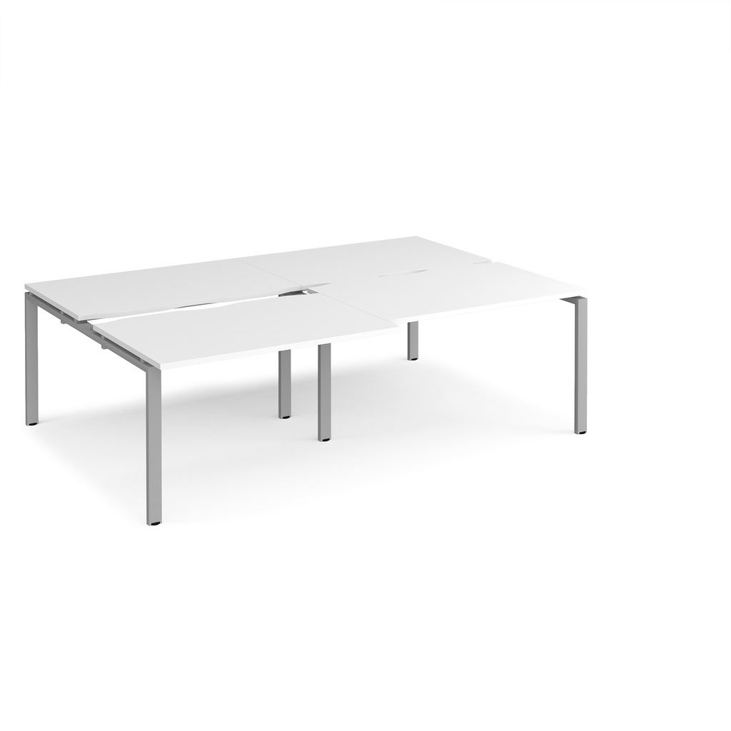 Picture of Adapt sliding top double back to back desks 2400mm x 1600mm - silver frame, white top
