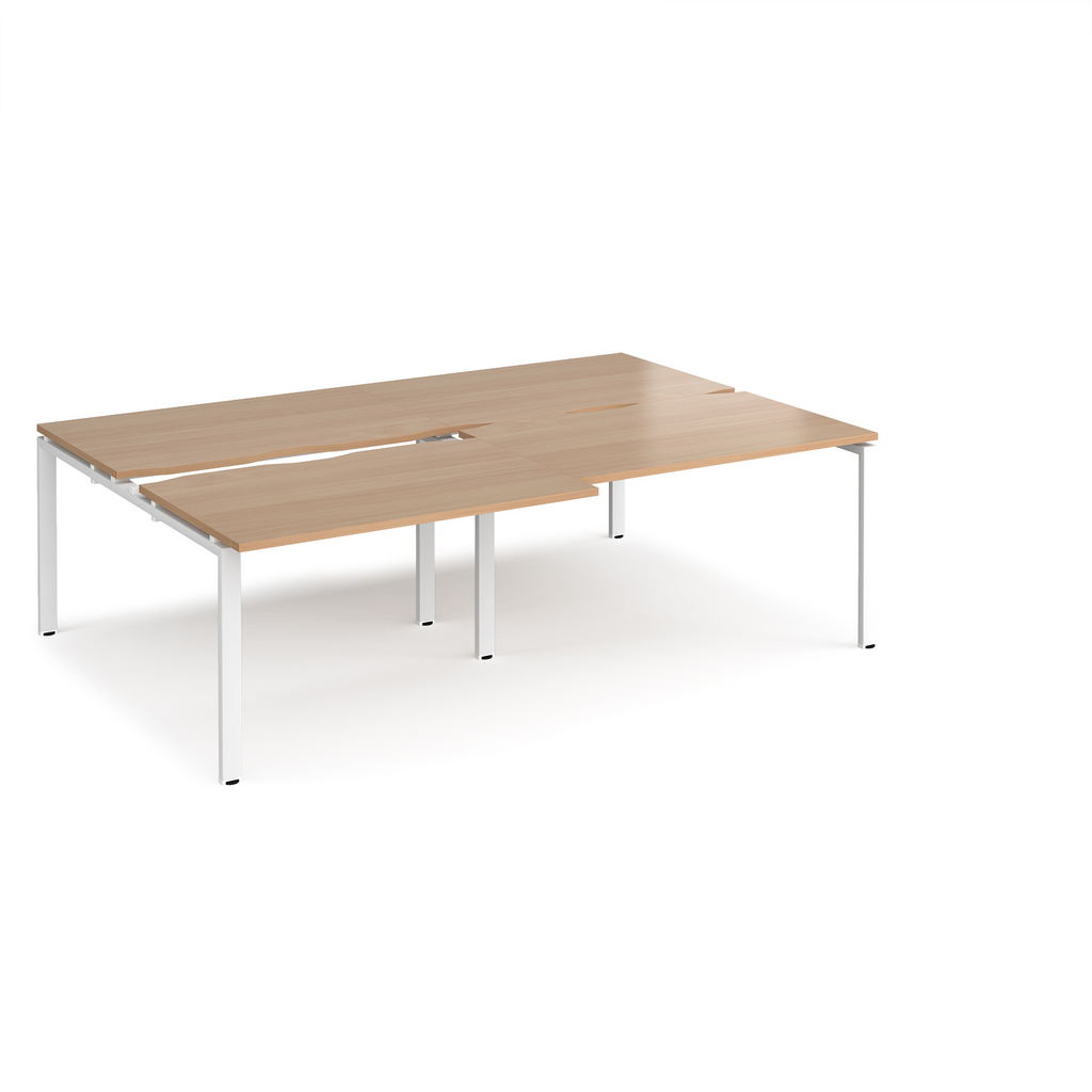 Picture of Adapt sliding top double back to back desks 2400mm x 1600mm - white frame, beech top