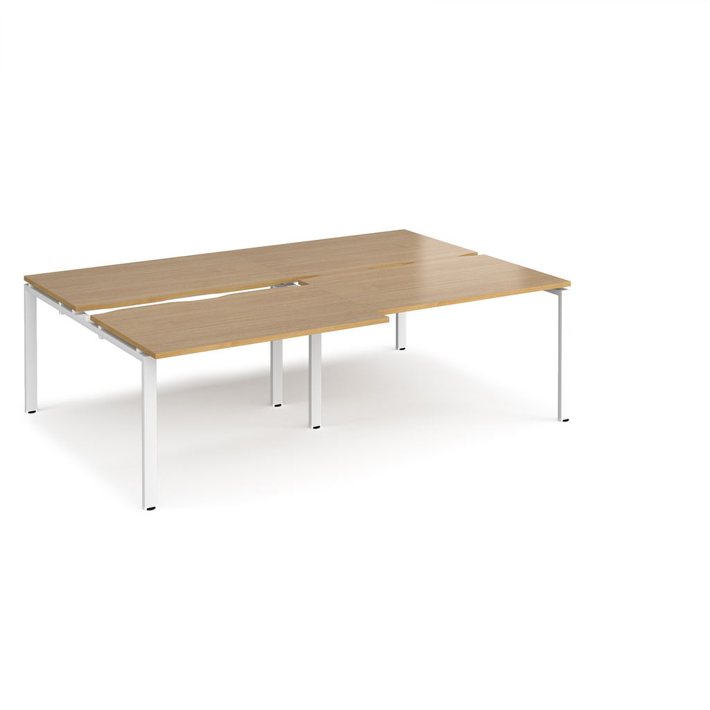 Picture of Adapt sliding top double back to back desks 2400mm x 1600mm - white frame, oak top