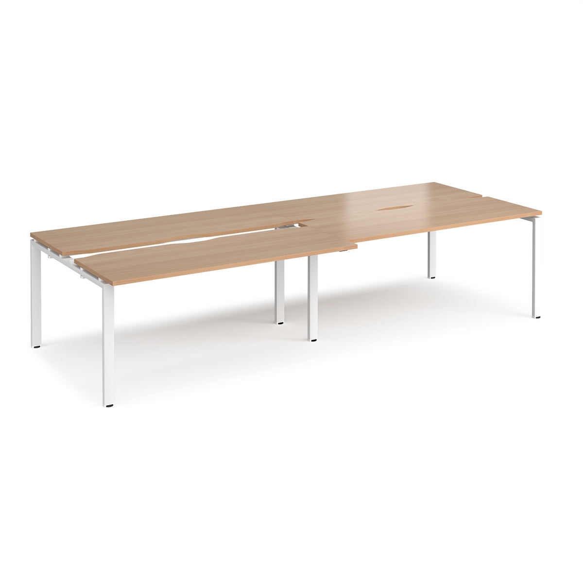 Picture of Adapt sliding top double back to back desks 3200mm x 1200mm - white frame, beech top