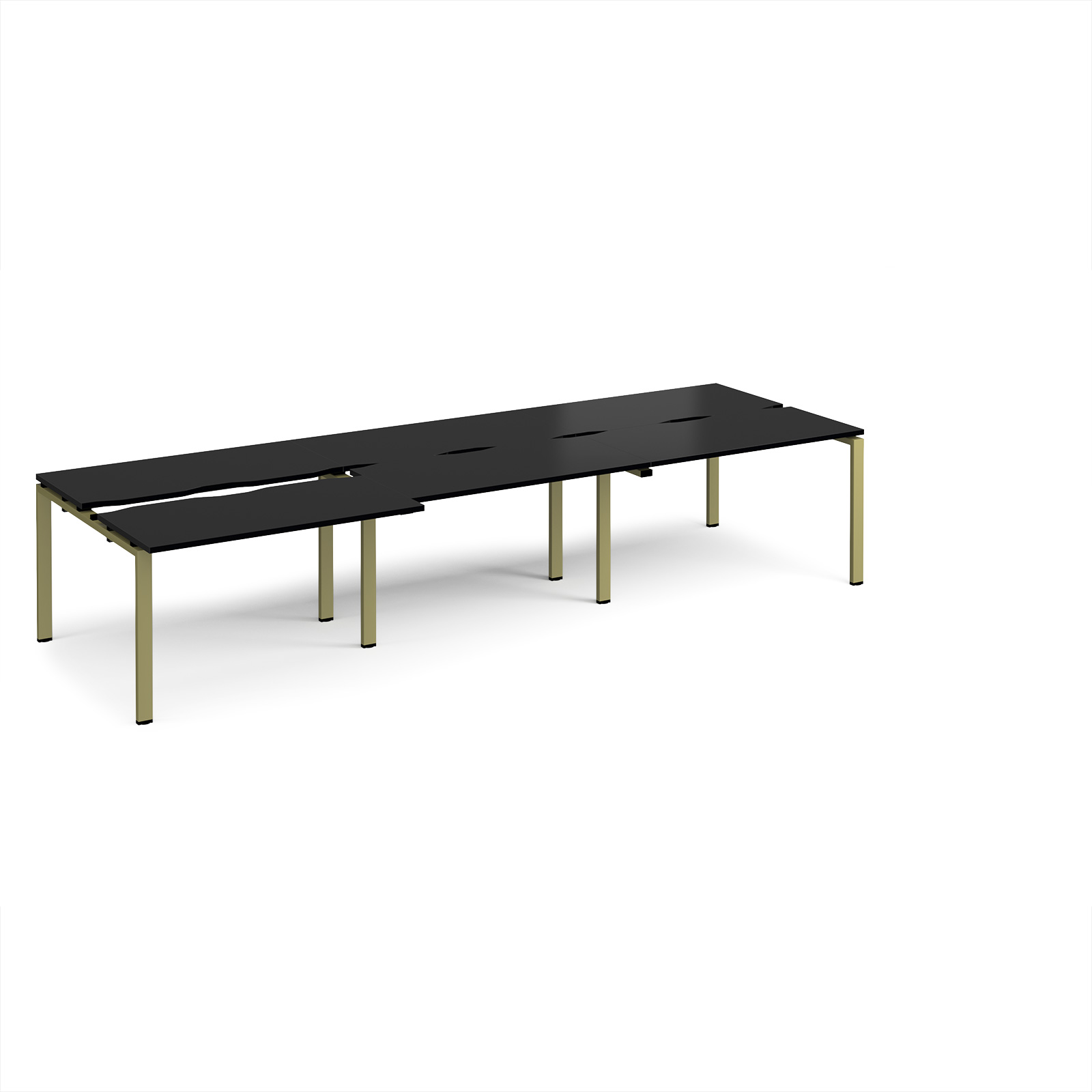 Picture of Adapt sliding top triple back to back desks 3600mm x 1200mm - green frame, black top