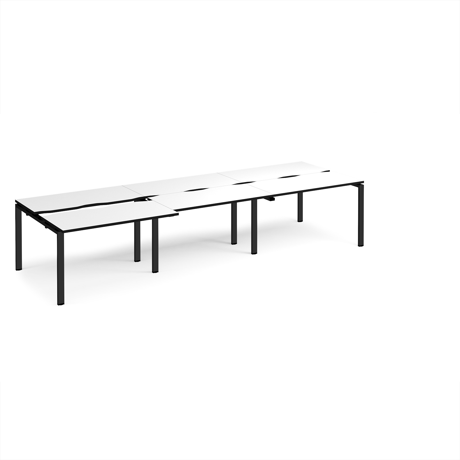 Picture of Adapt sliding top triple back to back desks 3600mm x 1200mm - black frame, White Top, black edge