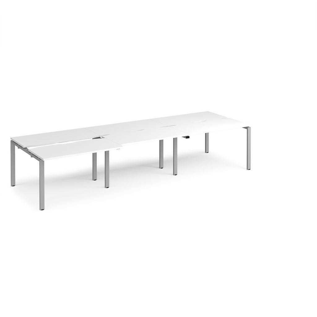 Picture of Adapt sliding top triple back to back desks 3600mm x 1200mm - silver frame, white top
