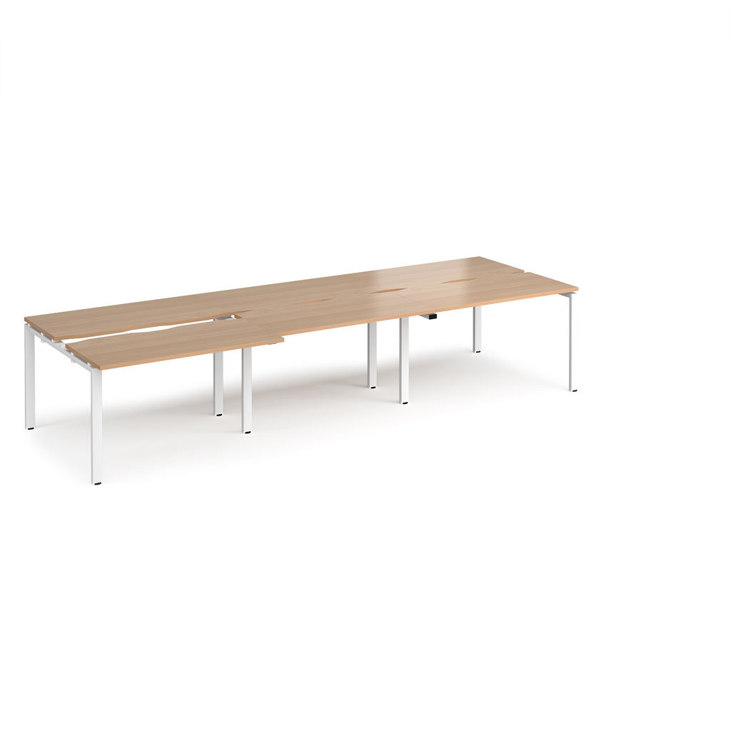 Picture of Adapt sliding top triple back to back desks 3600mm x 1200mm - white frame, beech top