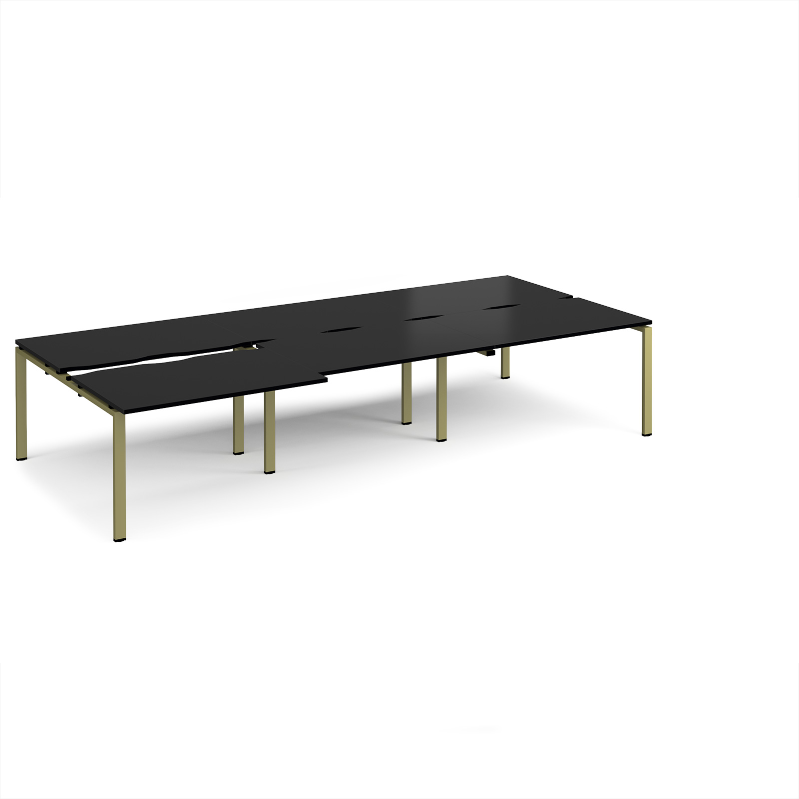 Picture of Adapt sliding top triple back to back desks 3600mm x 1600mm - green frame, black top