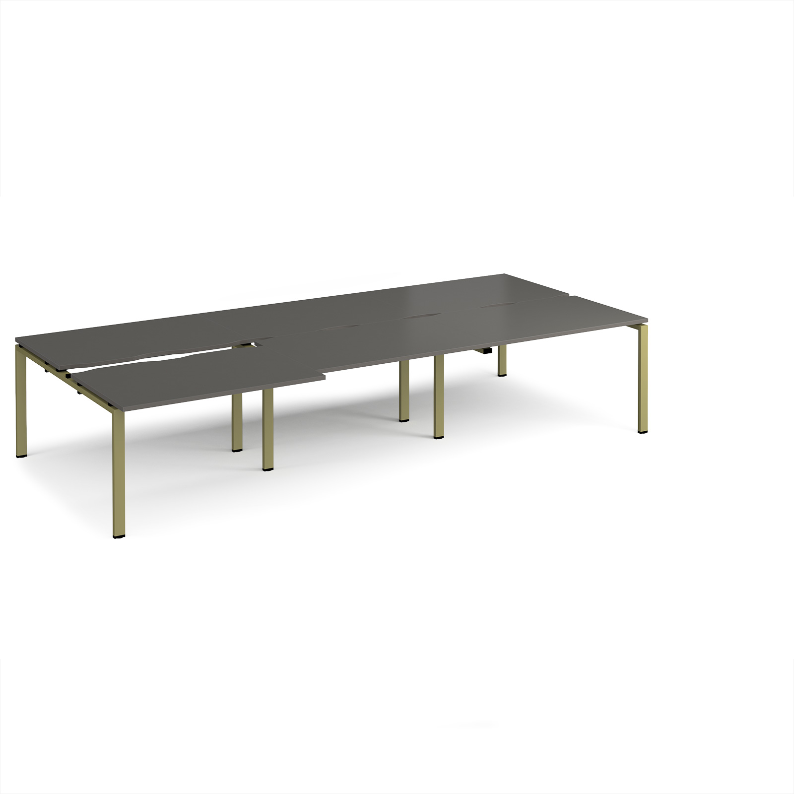 Picture of Adapt sliding top triple back to back desks 3600mm x 1600mm - green frame, storm grey top