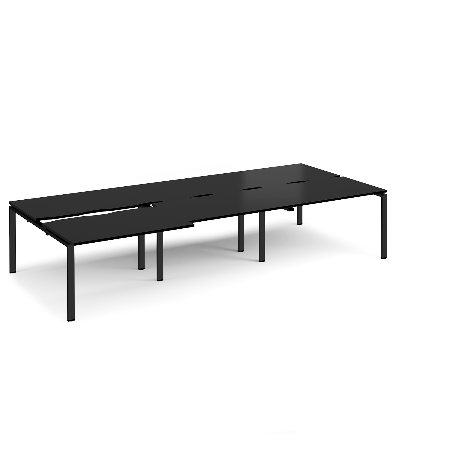 Picture of Adapt sliding top triple back to back desks 3600mm x 1600mm - black frame, black top
