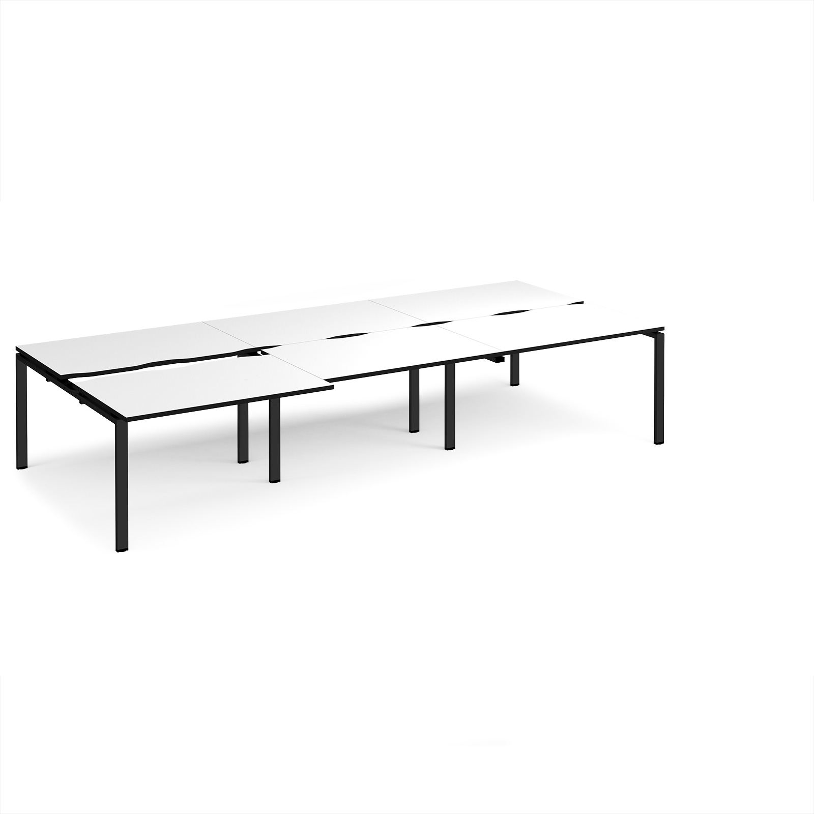 Picture of Adapt sliding top triple back to back desks 3600mm x 1600mm - black frame, White Top, black edge