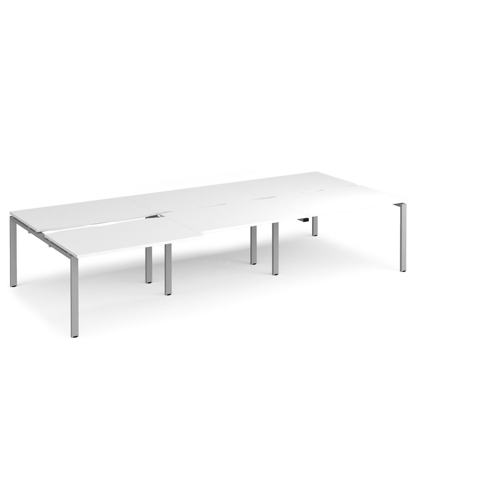 Picture of Adapt sliding top triple back to back desks 3600mm x 1600mm - silver frame, white top