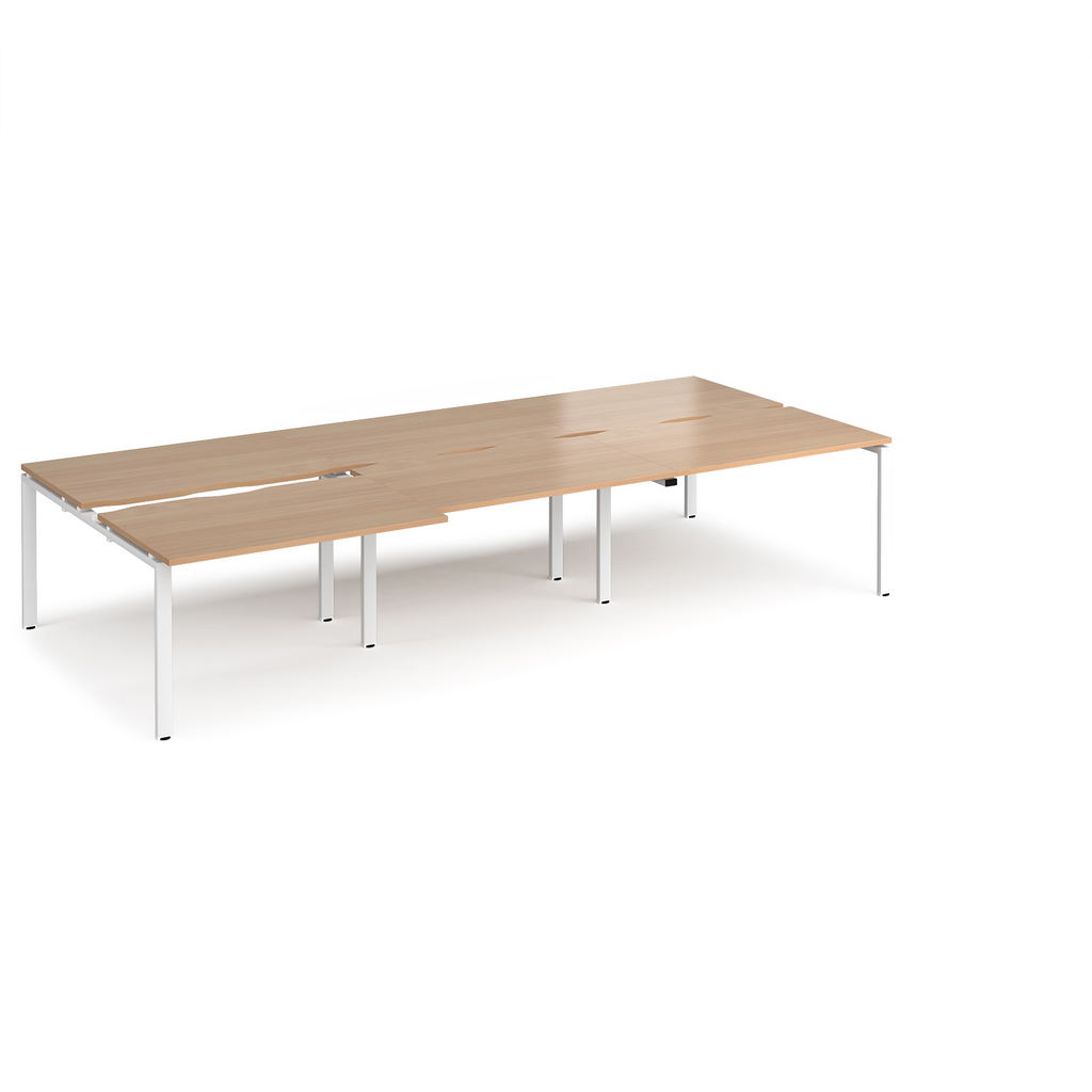 Picture of Adapt sliding top triple back to back desks 3600mm x 1600mm - white frame, beech top