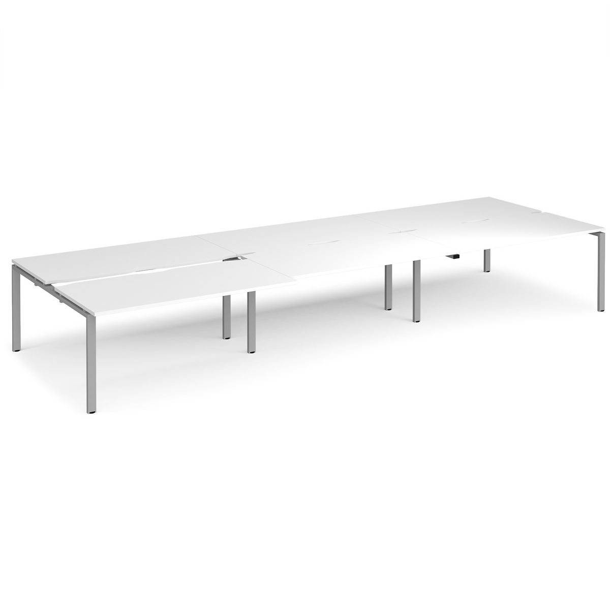 Picture of Adapt sliding top triple back to back desks 4800mm x 1600mm - silver frame, white top