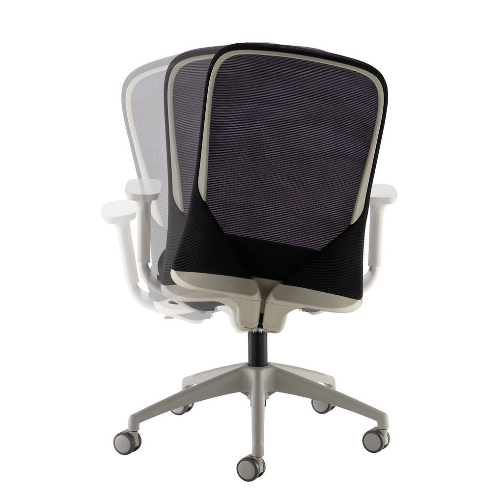 Picture of Sway black mesh back adjustable operator chair with black fabric seat, grey frame and base