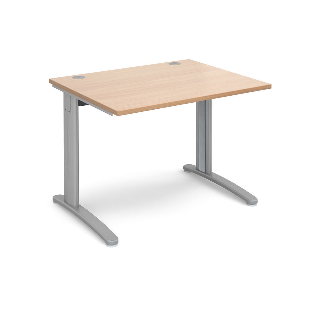 Picture of TR10 straight desk 1000mm x 800mm - silver frame, beech top