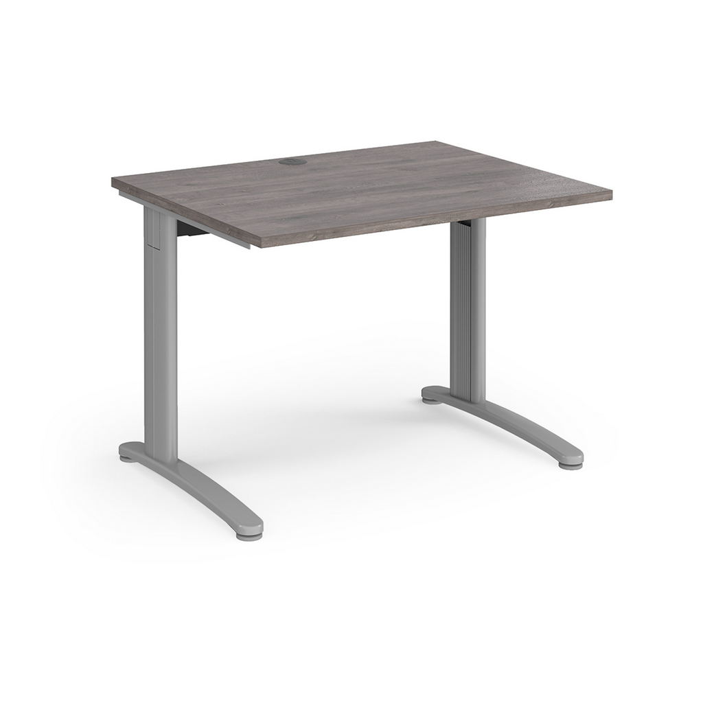 Picture of TR10 straight desk 1000mm x 800mm - silver frame, grey oak top