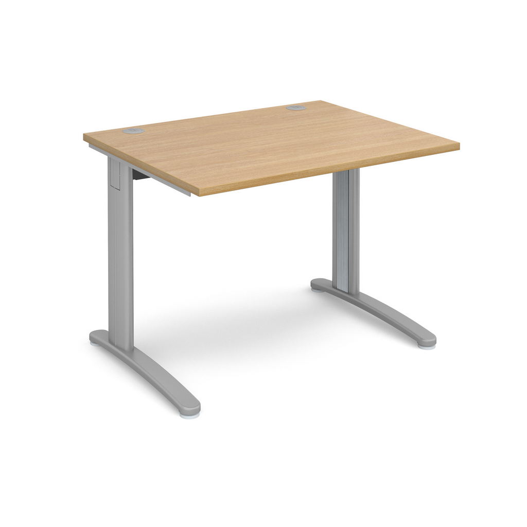 Picture of TR10 straight desk 1000mm x 800mm - silver frame, oak top