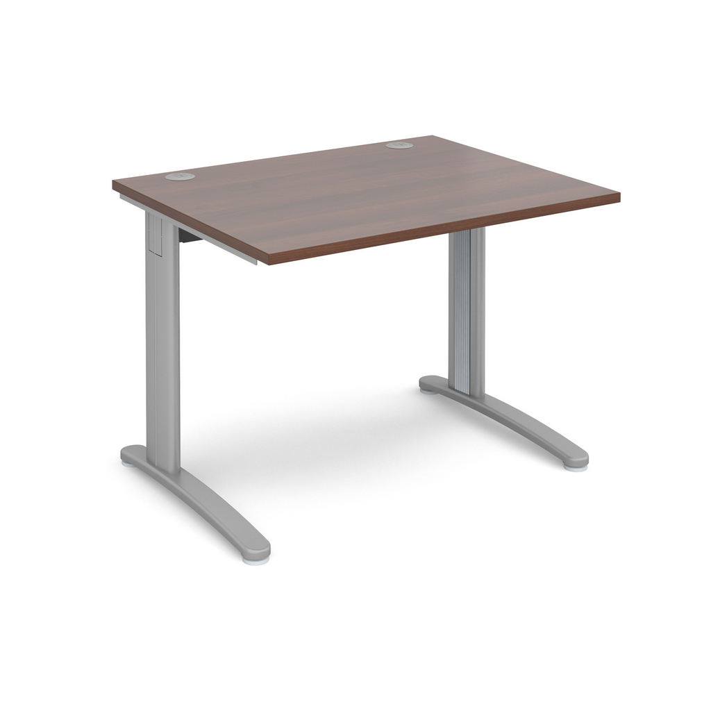 Picture of TR10 straight desk 1000mm x 800mm - silver frame, walnut top