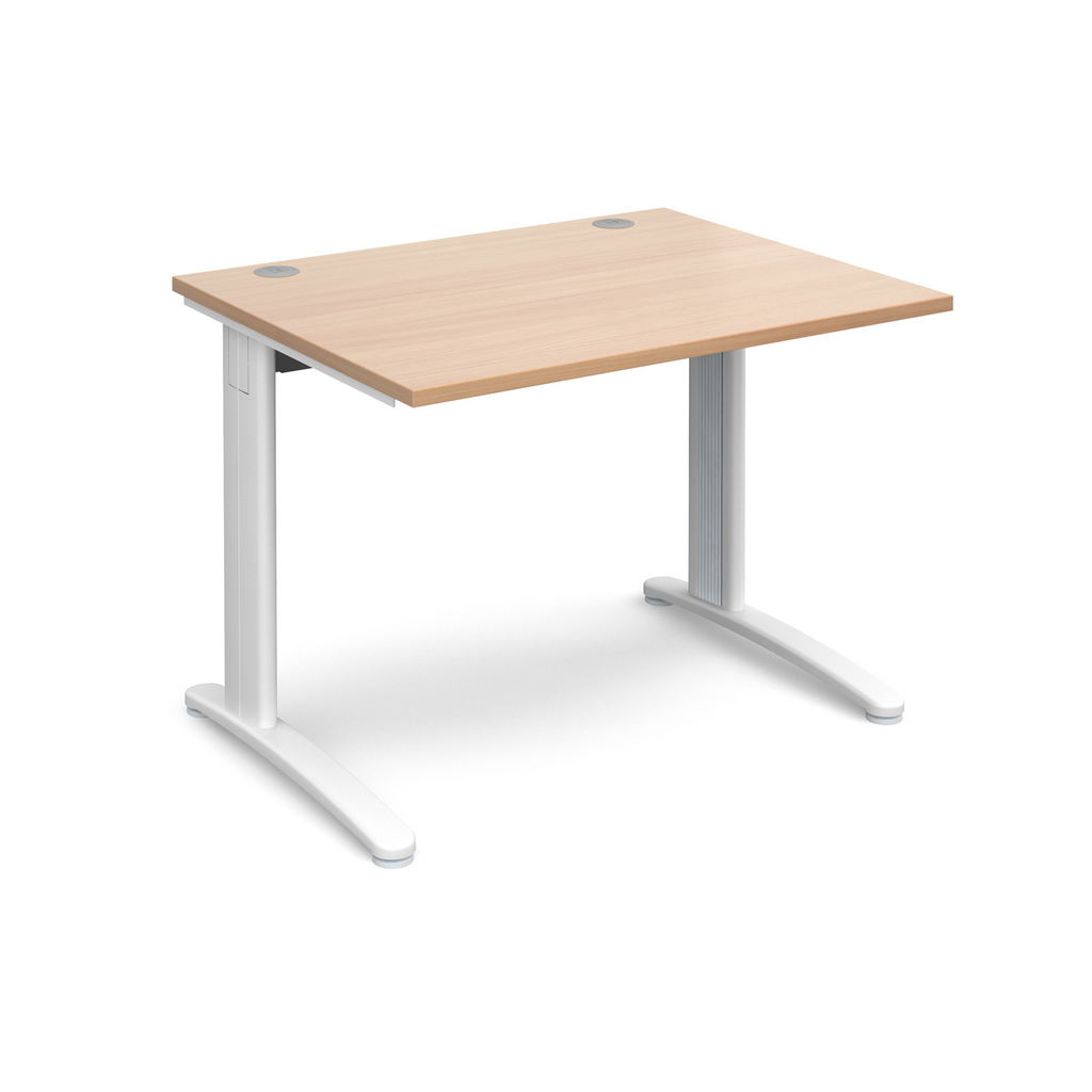 Picture of TR10 straight desk 1000mm x 800mm - white frame, beech top