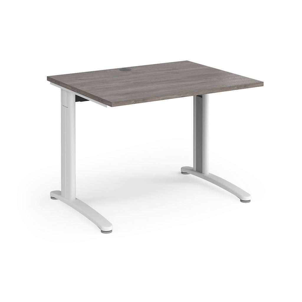Picture of TR10 straight desk 1000mm x 800mm - white frame, grey oak top