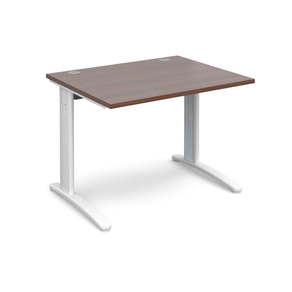 Picture of TR10 straight desk 1000mm x 800mm - white frame, walnut top