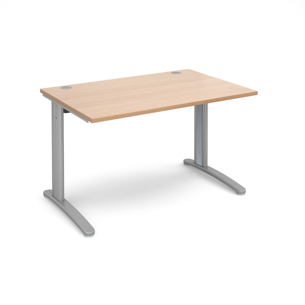 Picture of TR10 straight desk 1200mm x 800mm - silver frame, beech top