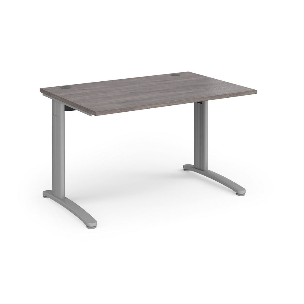 Picture of TR10 straight desk 1200mm x 800mm - silver frame, grey oak top