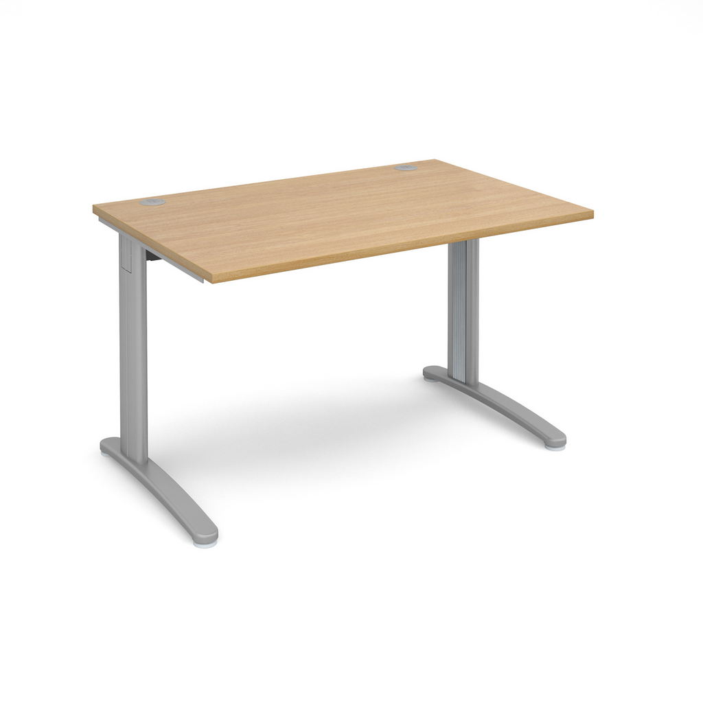 Picture of TR10 straight desk 1200mm x 800mm - silver frame, oak top