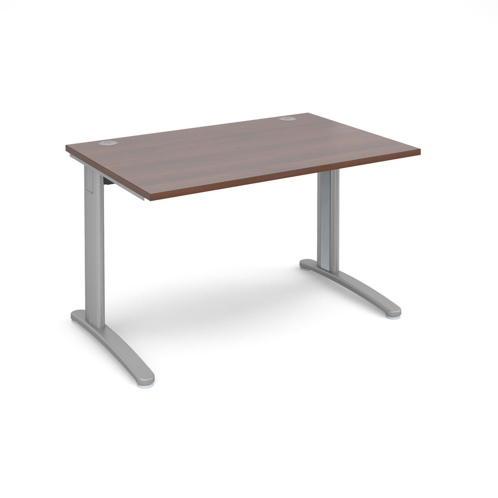 Picture of TR10 straight desk 1200mm x 800mm - silver frame, walnut top