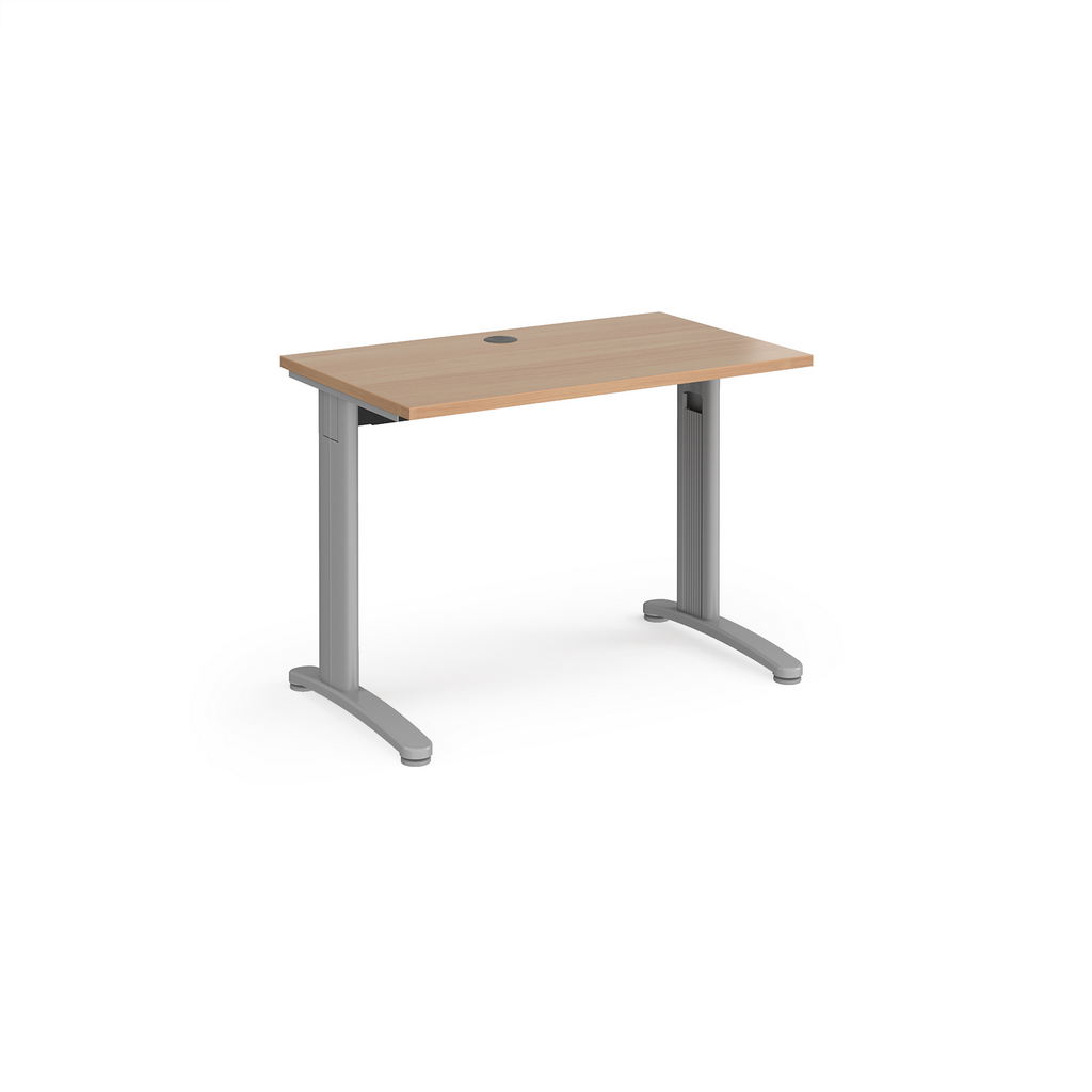 Picture of TR10 straight desk 1000mm x 600mm - silver frame, beech top