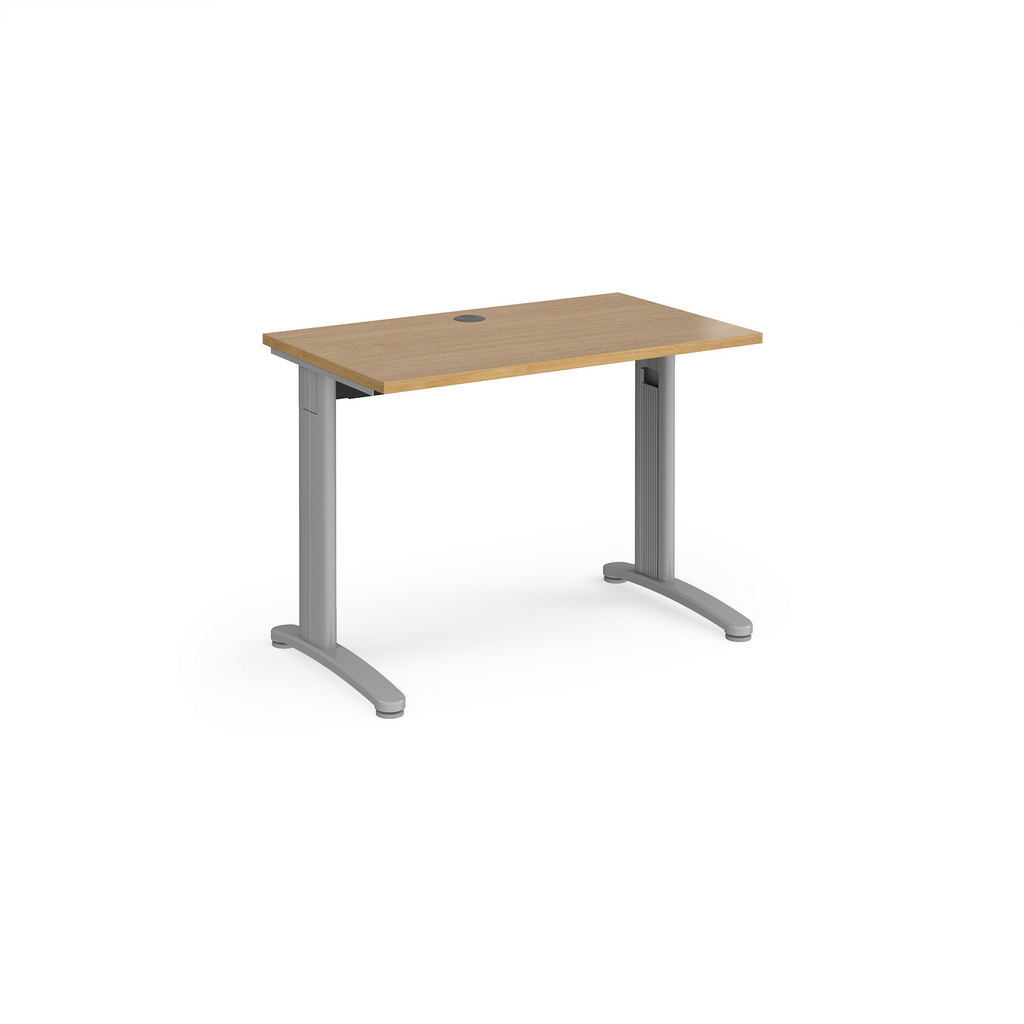 Picture of TR10 straight desk 1000mm x 600mm - silver frame, oak top