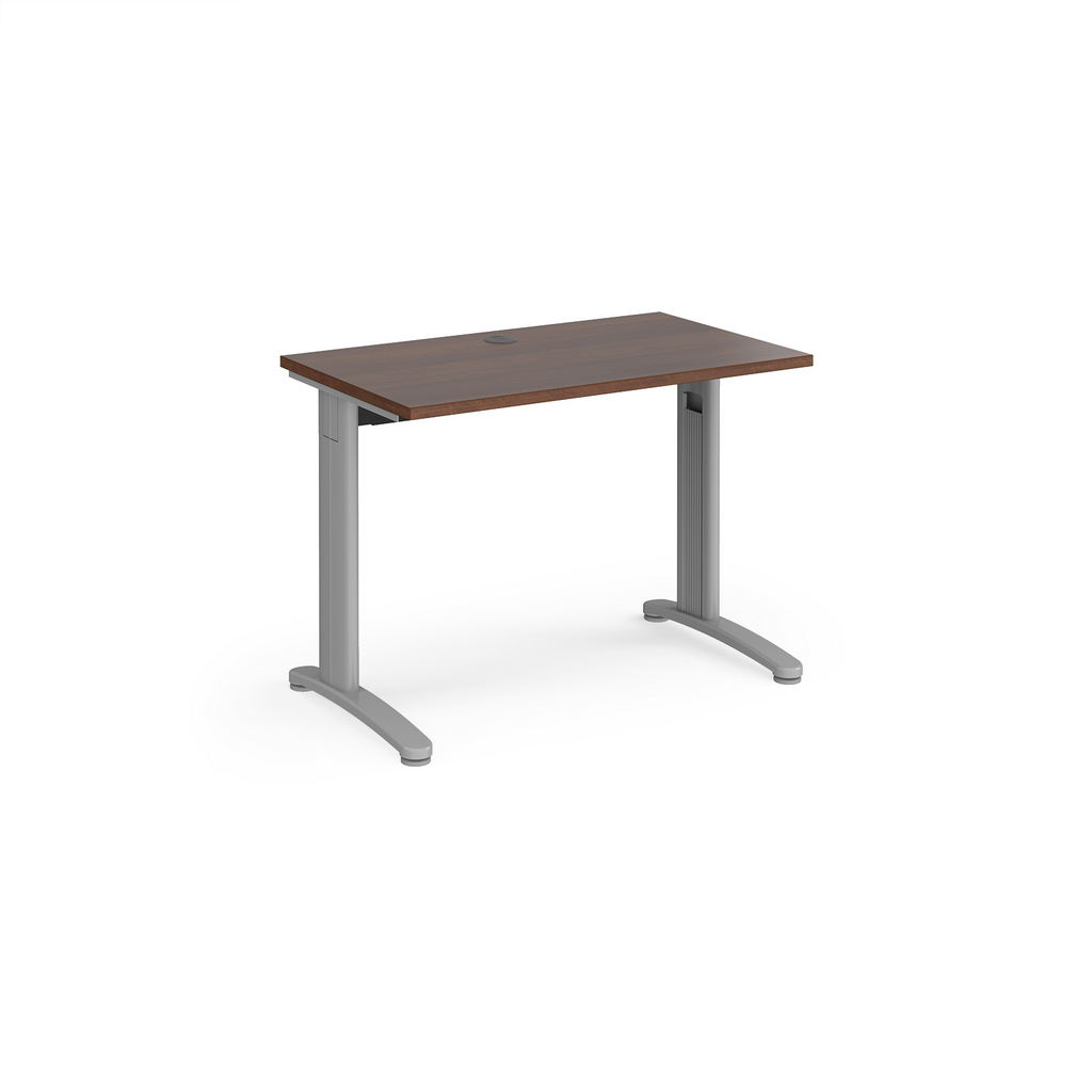 Picture of TR10 straight desk 1000mm x 600mm - silver frame, walnut top