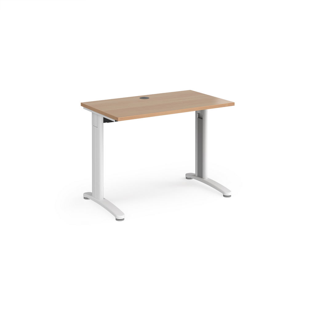 Picture of TR10 straight desk 1000mm x 600mm - white frame, beech top