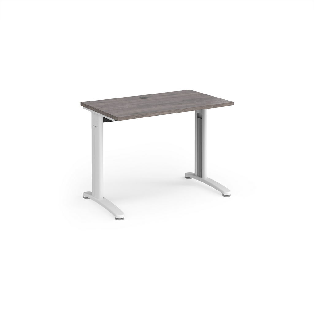 Picture of TR10 straight desk 1000mm x 600mm - white frame, grey oak top