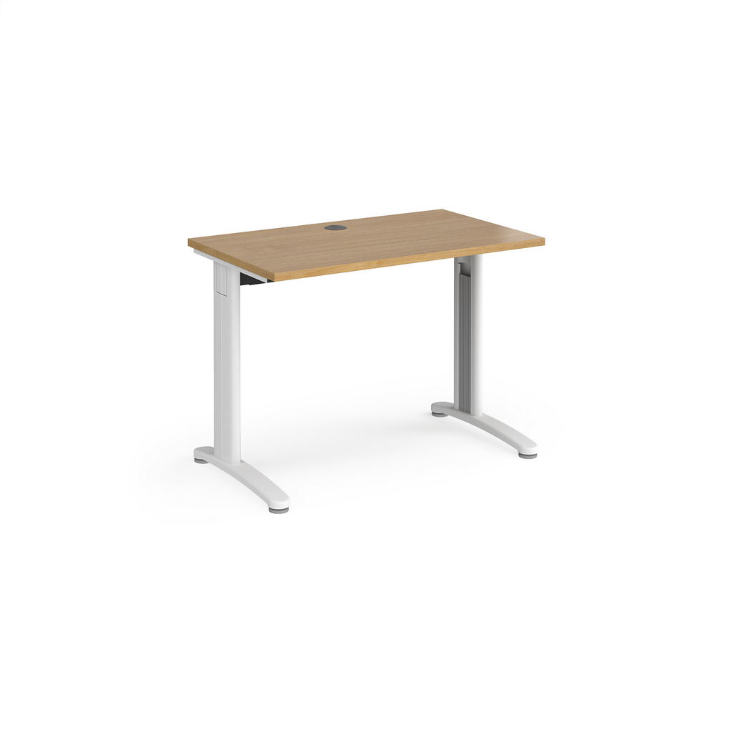 Picture of TR10 straight desk 1000mm x 600mm - white frame, oak top