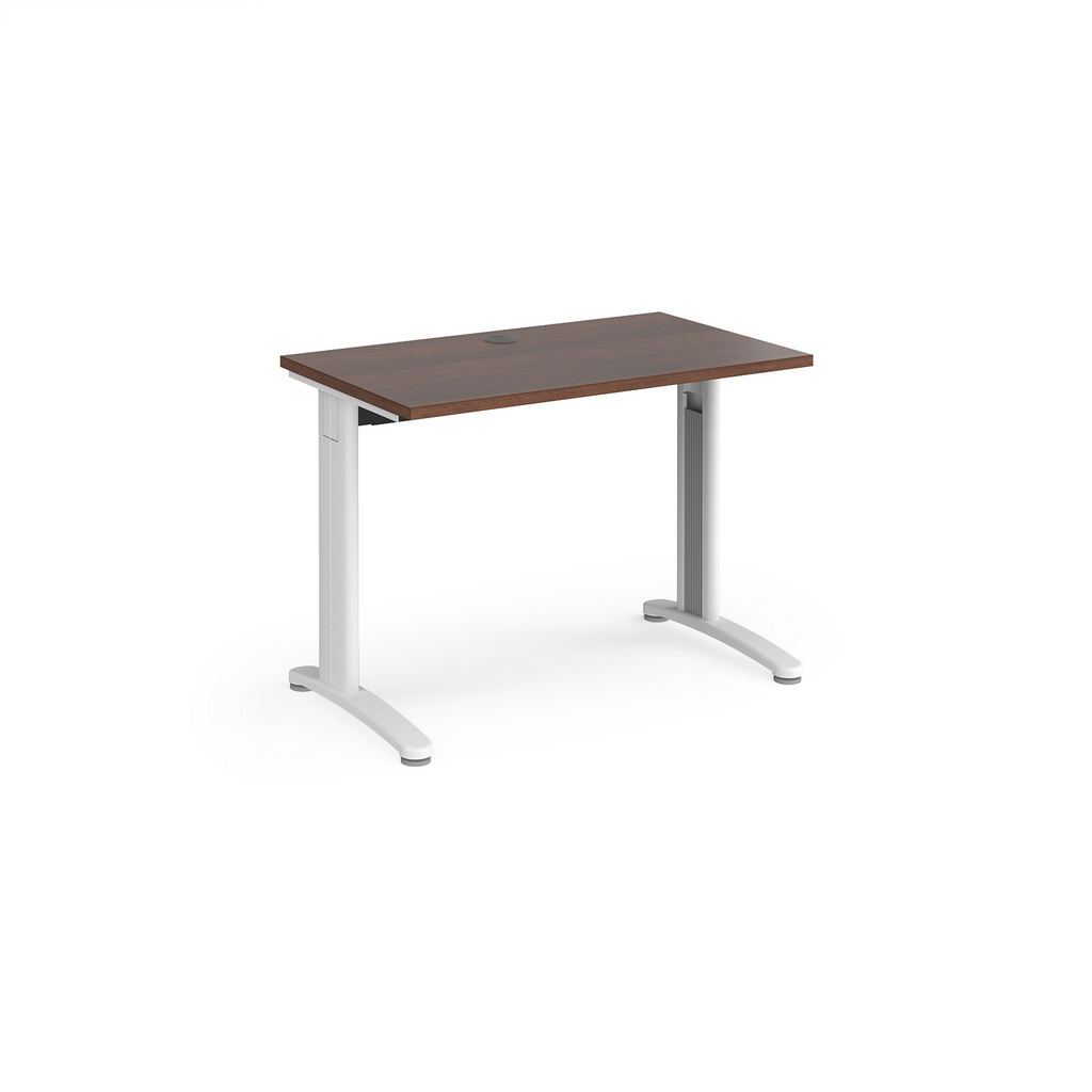 Picture of TR10 straight desk 1000mm x 600mm - white frame, walnut top