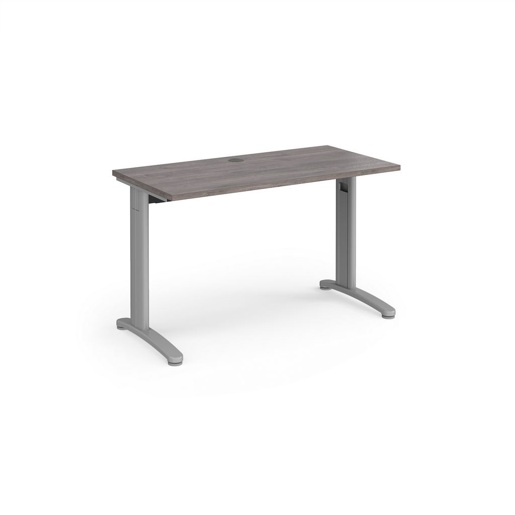 Picture of TR10 straight desk 1200mm x 600mm - silver frame, grey oak top