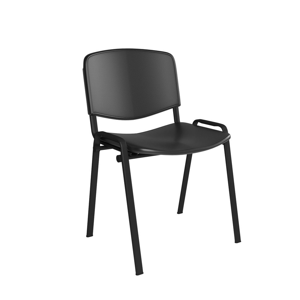 Picture of Taurus plastic meeting room stackable chair with no arms - black with black frame