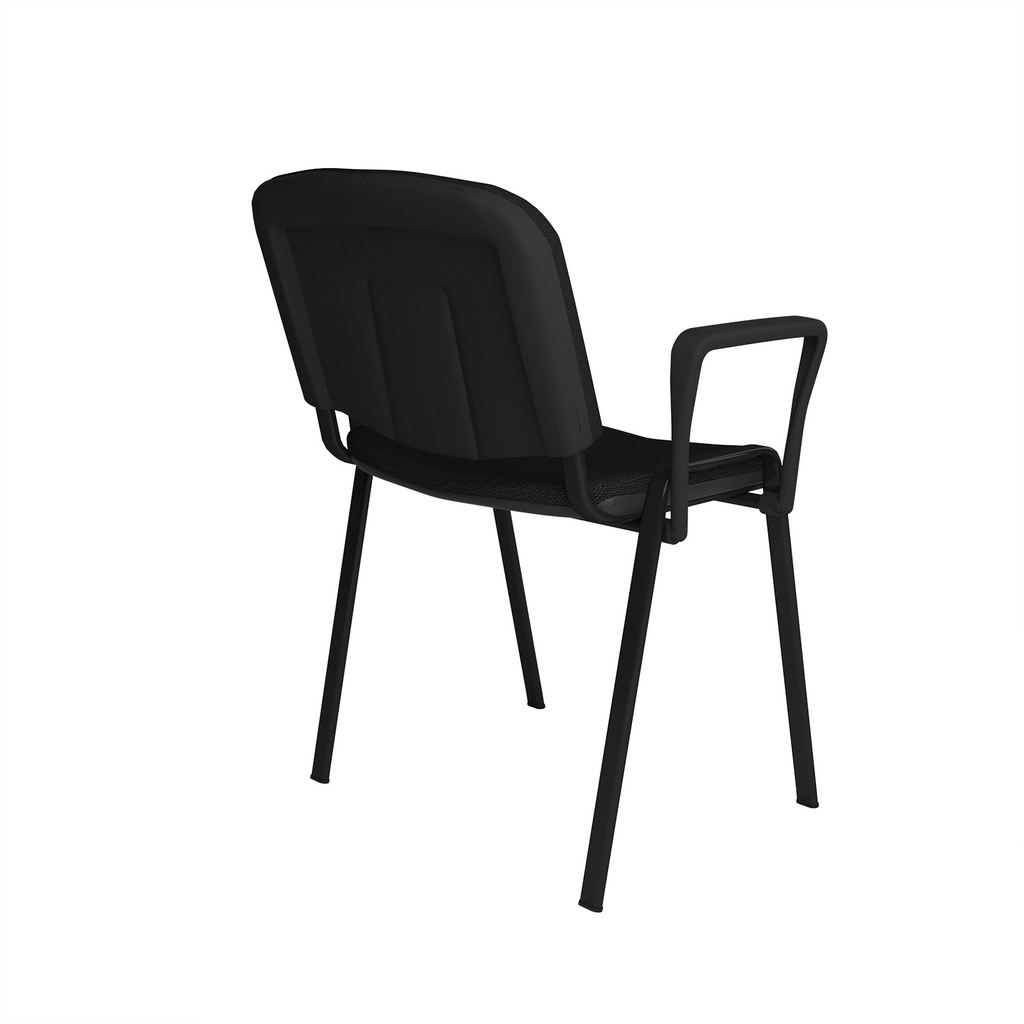 Picture of Taurus meeting room stackable chair with black frame and fixed arms - black