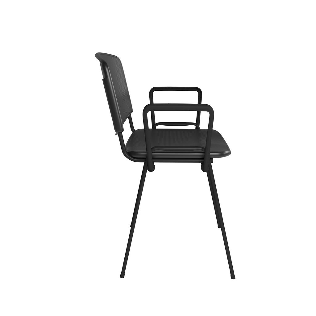 Picture of Taurus plastic meeting room stackable chair with fixed arms - black with black frame