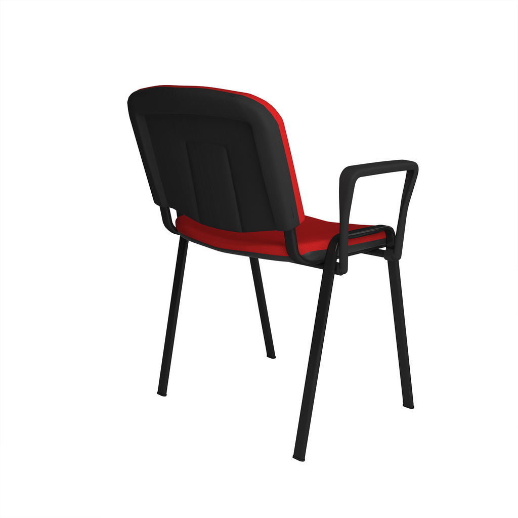 Picture of Taurus meeting room stackable chair with black frame and fixed arms - red