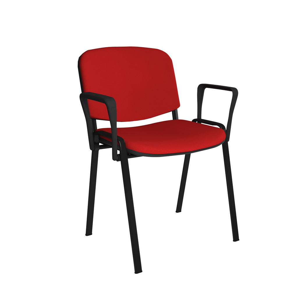 Picture of Taurus meeting room stackable chair with black frame and fixed arms - red