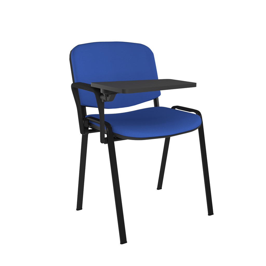 Picture of Taurus meeting room chair with black frame and writing tablet - blue