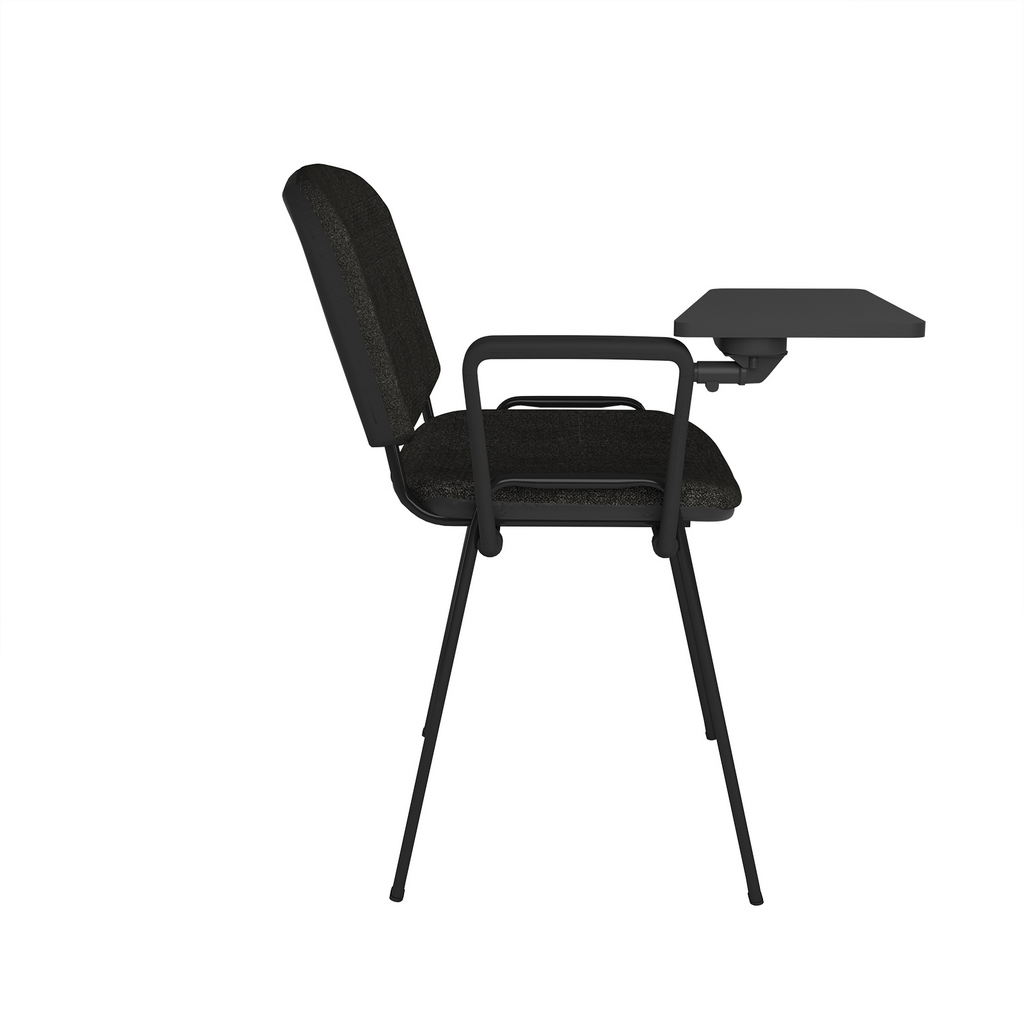 Picture of Taurus meeting room chair with black frame and writing tablet - charcoal